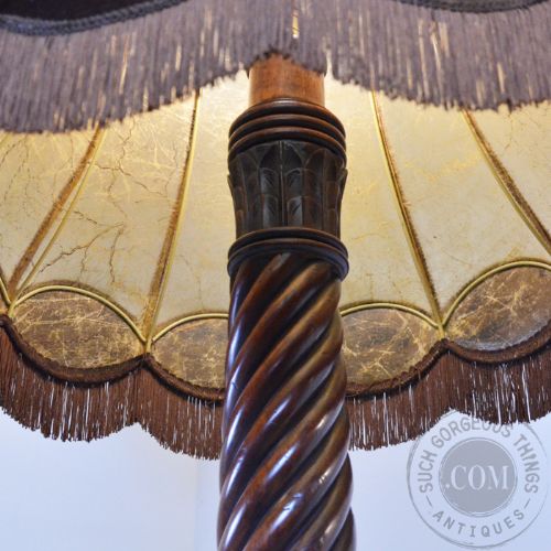 fig 2. Antique Standard Lamp & Stunning Shade Quality Tall Floor Light Re-Wired c1900