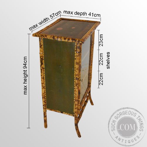fig 1. Antique English Victorian Bamboo Cabinet Chinese Lacquer Display Cupboard c1890