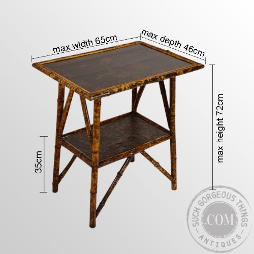 fig 1. Antique Victorian Bamboo Table Two Tier Oriental Lamp Occasional Side c1890