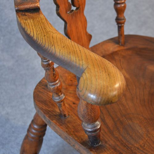 fig 2. Antique Windsor Broad Arm Yorkshire Armchair Northern Country Elm Chair c1850