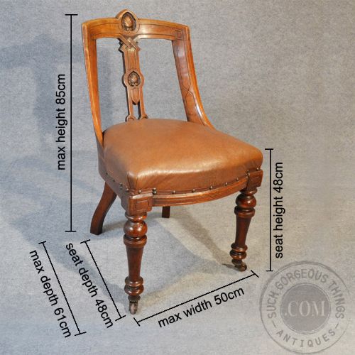 fig 1. Antique Set 8 Eight Quality Oak Dining Chairs English Victorian Aesthetic c1890