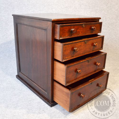 fig 2. Antique Small Chest of Four Drawers Rosewood English Victorian c1850