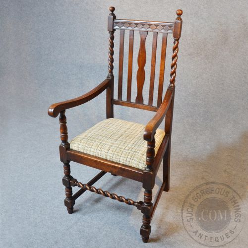 fig 3. Antique Set 6 Six Quality English Oak Dining Chairs With Carvers Victorian c1890