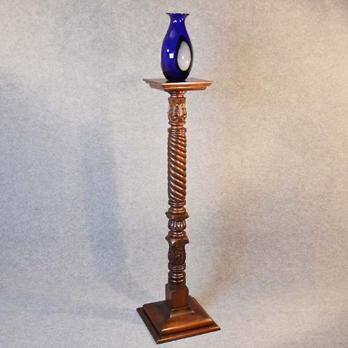 Antique Torchere Stand Tripod Plant Lamp Base English Victorian Mahogany C1850