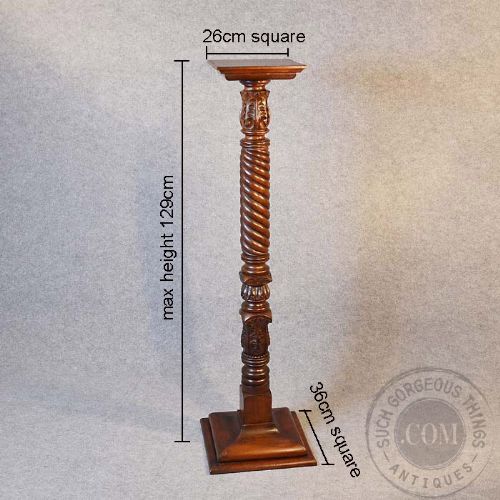 fig 1. Antique Torchere Stand Tripod Plant Lamp Base English Victorian Mahogany c1850