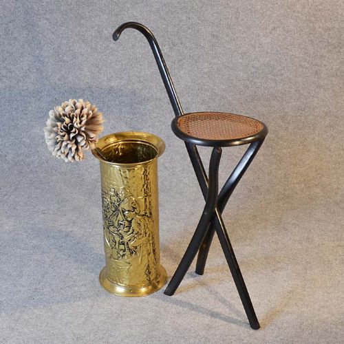 Antique Shooting Stick Folding Seat Walking Stick Stand Bentwood Bergere C1880