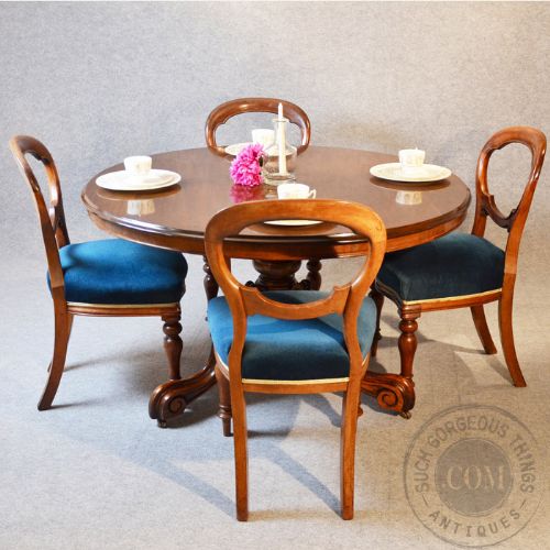 fig 2. Antique Mahogany Round Dining Breakfast Loo Centre Table English Victorian c1870