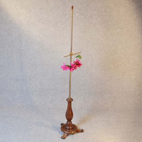 Antique Pole Screen Tapestry Needlepoint Woolwork Stand C1880