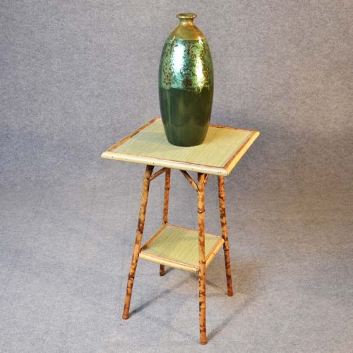 Antique Victorian Bamboo Table Two Tier Oriental Lamp Occasional Side C1900