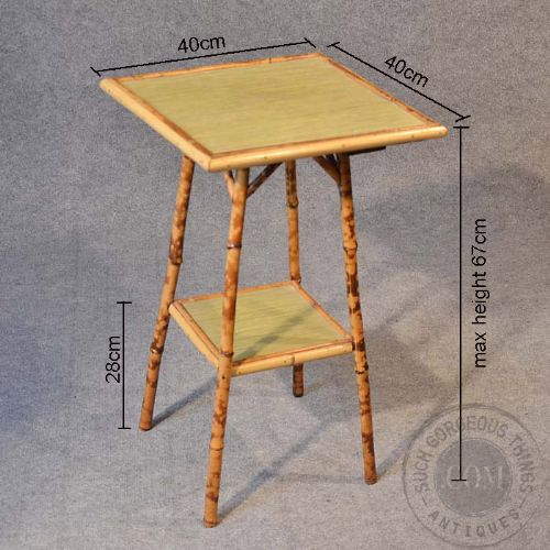 fig 1. Antique Victorian Bamboo Table Two Tier Oriental Lamp Occasional Side c1900