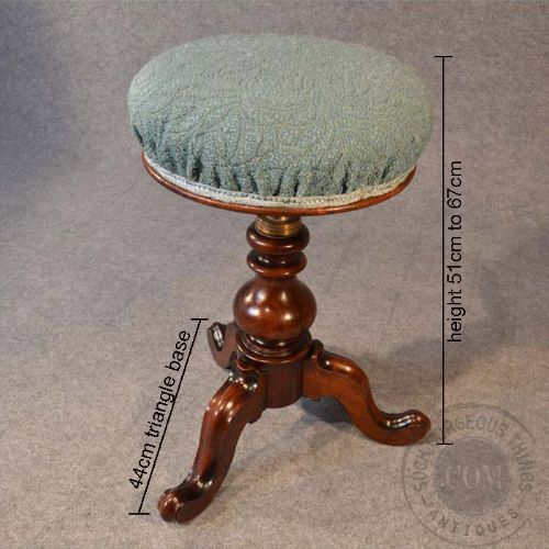 fig 1. Antique Piano Music Dressing Stool Rosewood Seat Height Adjustable c1870