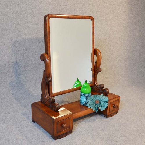 Antique Victorian Dressing Vanity Swing Cosmetic Toilet Mirror Twin Drawer C1850