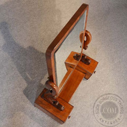 fig 3. Antique Victorian Dressing Vanity Swing Cosmetic Toilet Mirror Twin Drawer c1850