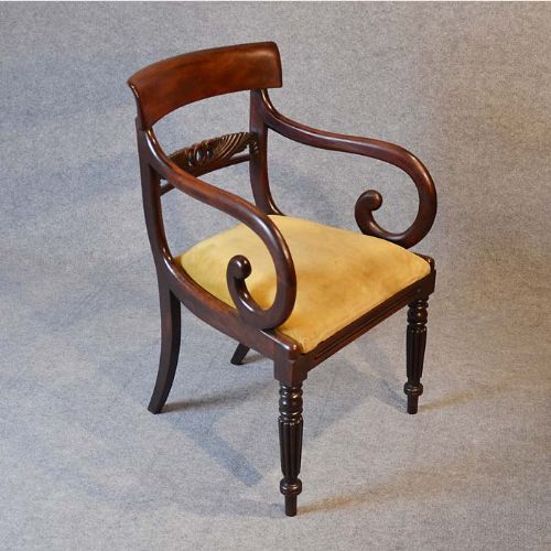 Antique Regency Scroll Arm Armchair Elbow Office Desk Study Chair English C1830