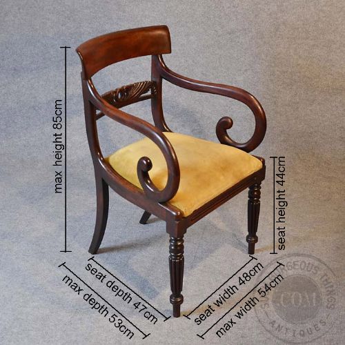 fig 1. Antique Regency Scroll Arm Armchair Elbow Office Desk Study Chair English c1830