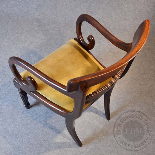 fig 2. Antique Regency Scroll Arm Armchair Elbow Office Desk Study Chair English c1830