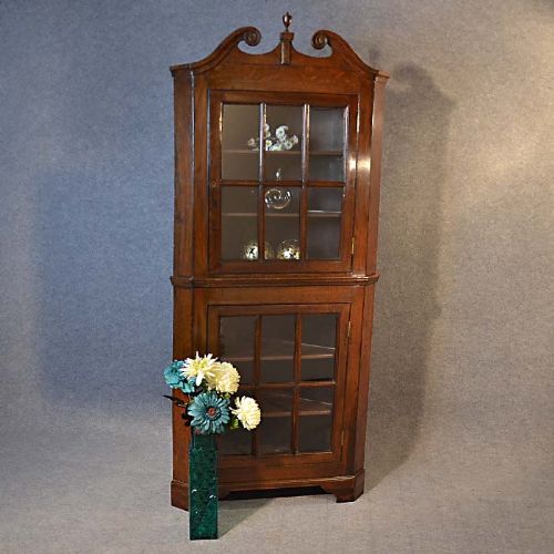 Antique Tall Corner Cupboard Display Cabinet Georgian Mahogany English C1780