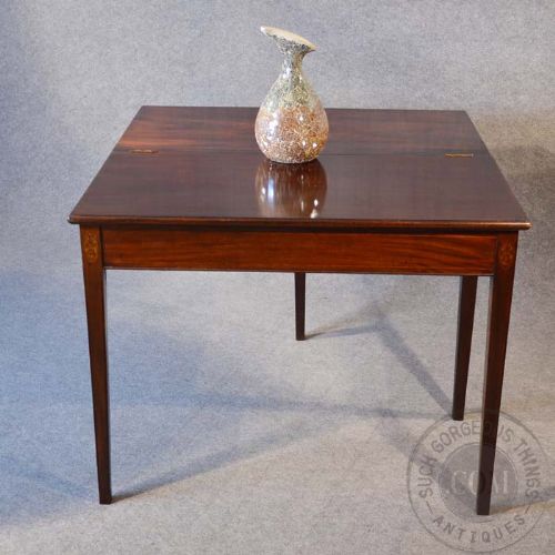 fig 3. Antique Georgian Tea Card Console Lamp Hall Folding Mahogany Table English c1800