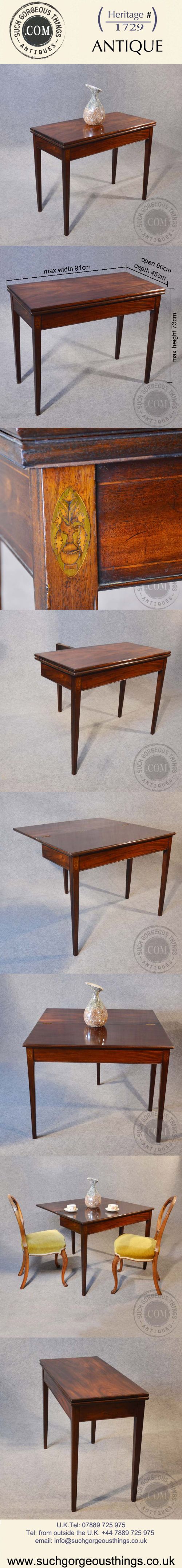 fig 4. Antique Georgian Tea Card Console Lamp Hall Folding Mahogany Table English c1800