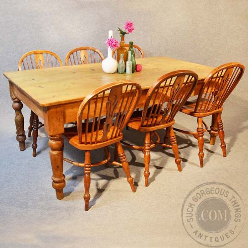 fig 3. Antique Victorian Pine Kitchen Dining Table With Drawer Seats 6 - 8 c1880