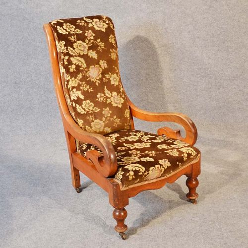 Antique Chair Side Bedroom Hall Salon Nursing Mahogany Frame C1880
