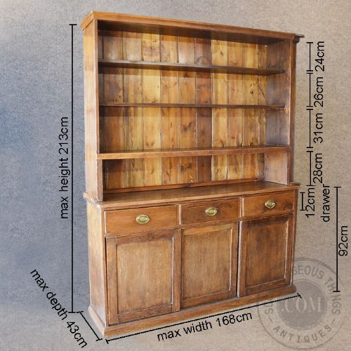 fig 1. Antique Victorian Pine Dresser Welsh Country Kitchen Display Cabinet c1900