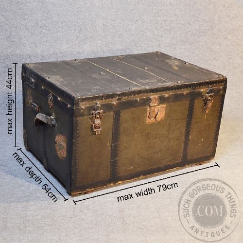 fig 1. Vintage Coffee Table Shipping Trunk Travel Case Steamer Luggage J.Burton London