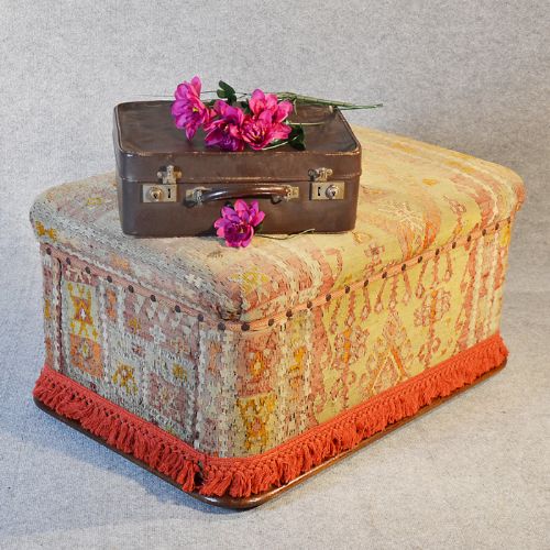 Antique Ottoman Pouffe Footstool Stool Victorian Upholstered Box Seat C1850