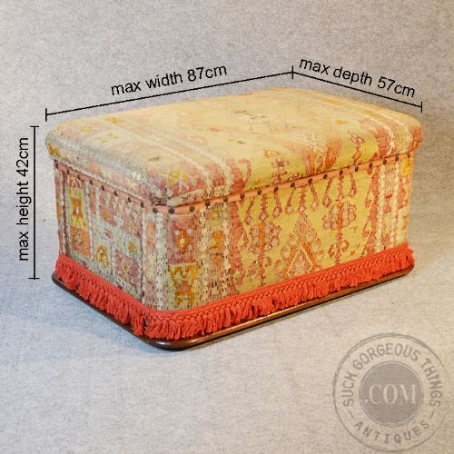 fig 1. Antique Ottoman Pouffe Footstool Stool Victorian Upholstered Box Seat c1850