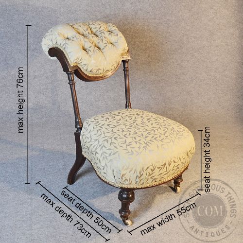 fig 1. Antique Prayer Chair Victorian English Prie Dieu Bedroom Salon Hall Seat c1850