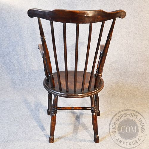fig 2. Antique Windsor Carver Reading Oak Chair Country Kitchen Stick Armchair c1890