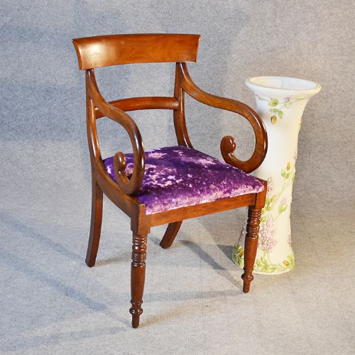 Antique Scroll Arm Mahogany Armchair Elbow Office Desk Study Chair English C1835