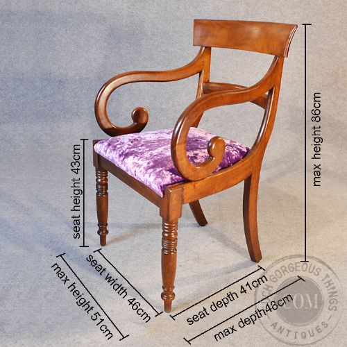 fig 1. Antique Scroll Arm Mahogany Armchair Elbow Office Desk Study Chair English c1835