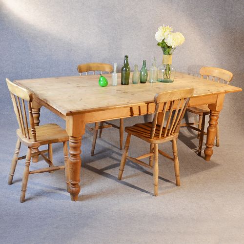 Antique Victorian Pine Kitchen Dining Table with Drawer Seats 6 - 8 C1900
