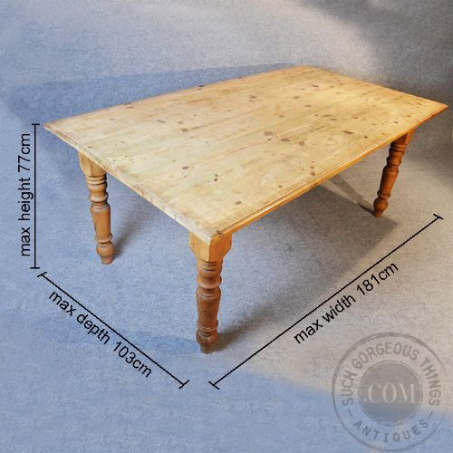 fig 1. Antique Victorian Pine Kitchen Dining Table With Drawer Seats 6 - 8 c1900