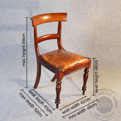 fig 1. Antique Regency Side Chair Leather Seat Office Desk Study Hall English c1830