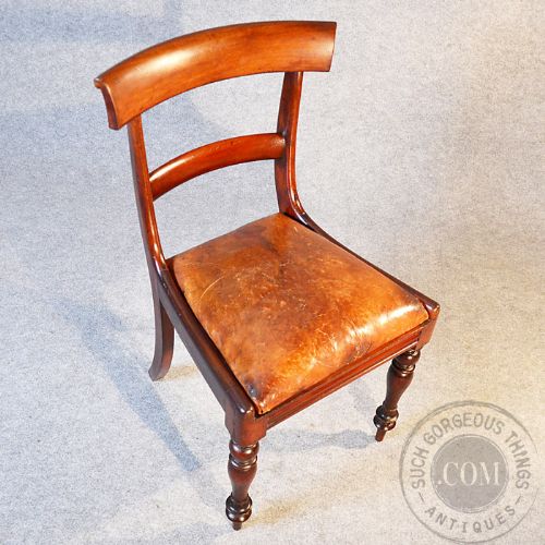 fig 2. Antique Regency Side Chair Leather Seat Office Desk Study Hall English c1830