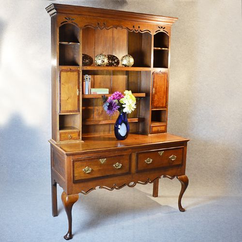 Antique Oak Country Dresser Kitchen Welsh Buffet Display Cabinet Inlaid C1800