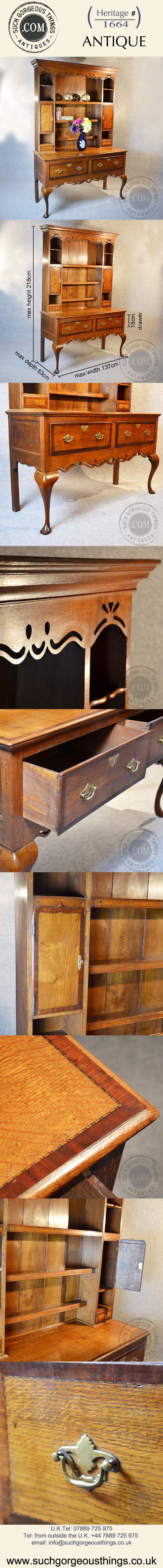 fig 4. Antique Oak Country Dresser Kitchen Welsh Buffet Display Cabinet Inlaid c1800
