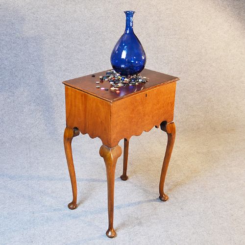 Antique Ladies Walnut Sewing Work Table Needlework Box English Edwardian C1910