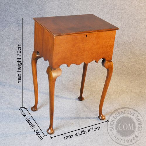 fig 1. Antique Ladies Walnut Sewing Work Table Needlework Box English Edwardian c1910