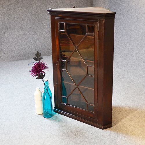 Antique Corner Cupboard Glazed Wall Display Cabinet English Georgian C1800