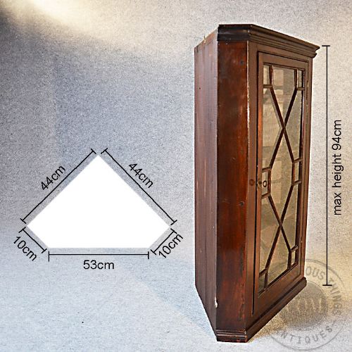 fig 1. Antique Corner Cupboard Glazed Wall Display Cabinet English Georgian c1800
