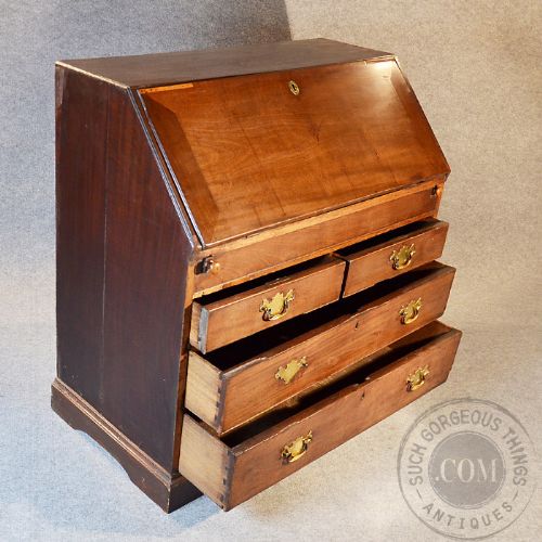 fig 2. Antique Georgian Writing Bureau Large English Desk Chest Quality Interior c1750