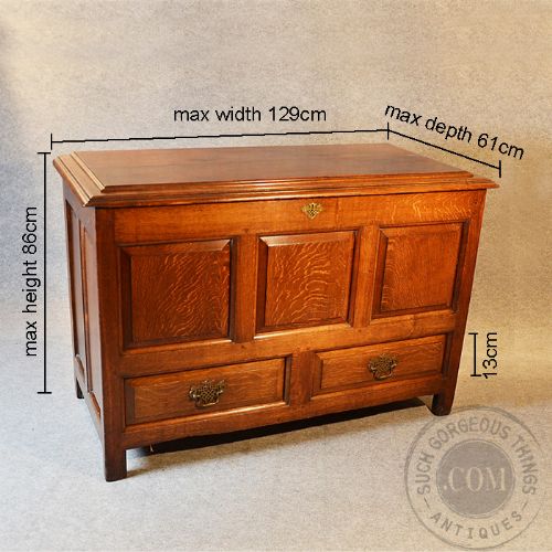 fig 1. Antique Oak Coffer Chest of Drawers Box Trunk Mule English Georgian c1800