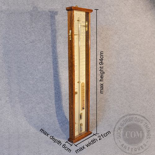 fig 1. Antique Barometer Thermometer Admiral Fitzroy Oak Display Case c1900