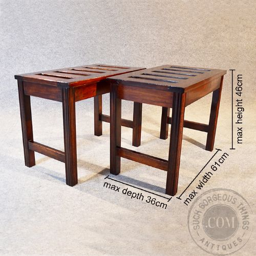 fig 1. Antique Luggage Stand Pair Suitcase Rack English Edwardian Superb Mahogany c1910