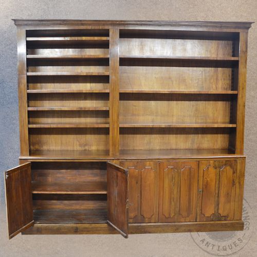 fig 2. Antique Walnut Bookcase Cabinet Large Victorian Library Display & Desk c1880