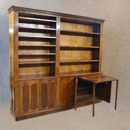 Antique Walnut Bookcase Cabinet Large Victorian Library Display & Desk C1880