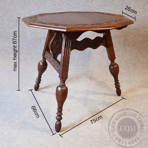 fig 1. Antique Dutch Friesland Oak Folding Ships & Tavern Campaign Table Carved c1880